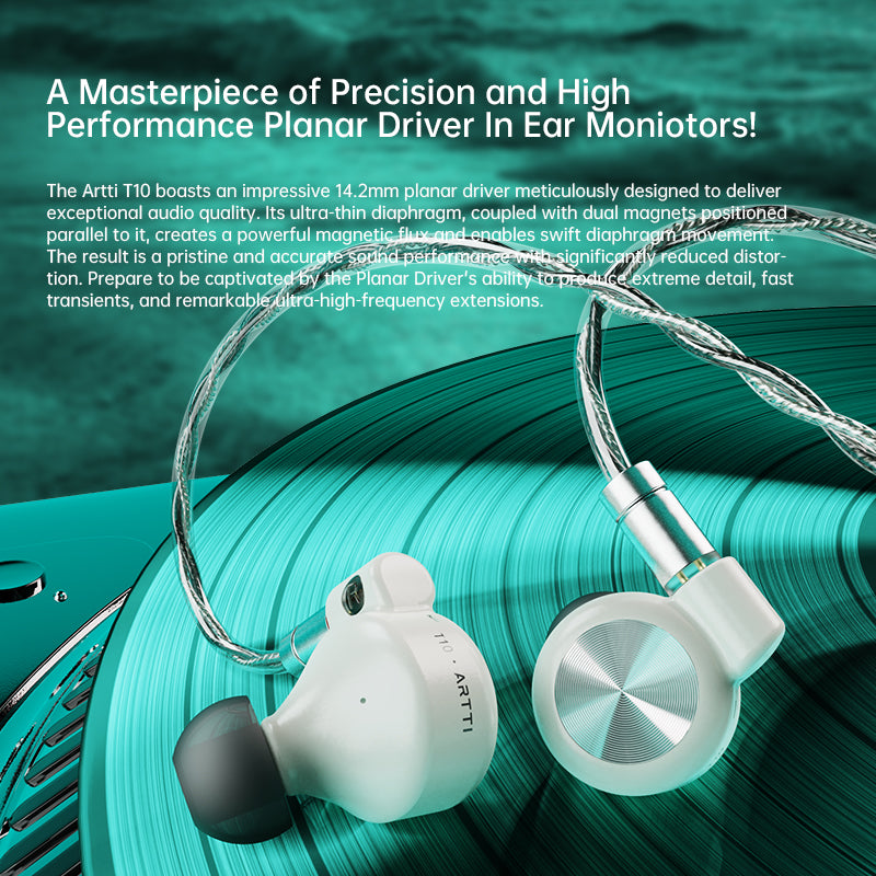 ARTTI T10 14.2mm Precision Planar Driver Wired In-Ear Monitors HIFI Earphones IEM
