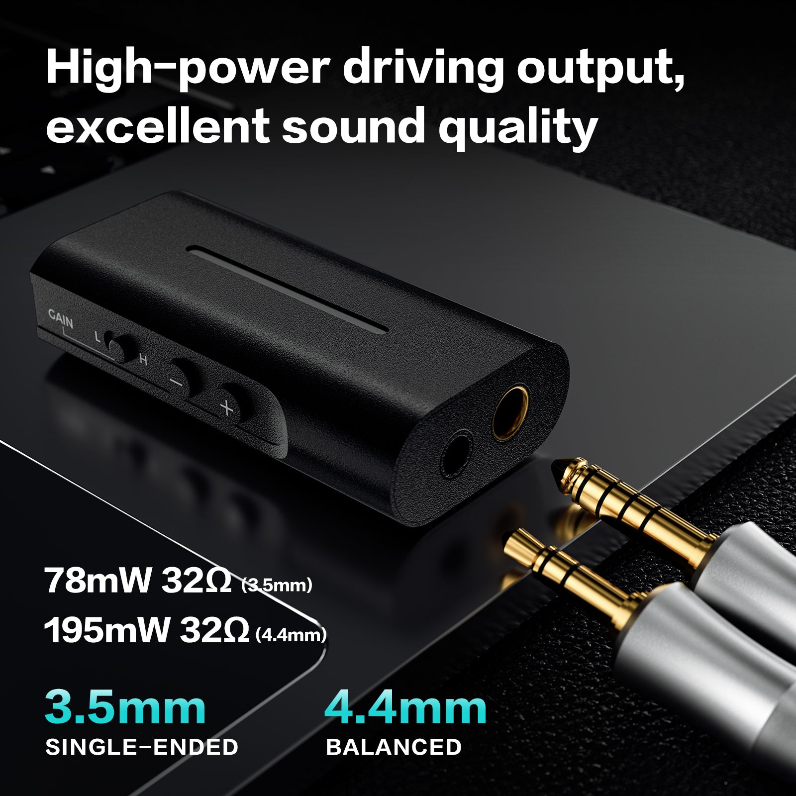 Letshuoer DT03 Headphone Amplifier Portable High Resolution Lossless DAC/AMP Supports 32bit/384kHz and DSD256 Headphone with USB Input and Dual Headphone Outputs 3.5mm/4.4mm Compatible with Smartphones/Laptop/PC/Music Players-Black (iOS Android Mac)