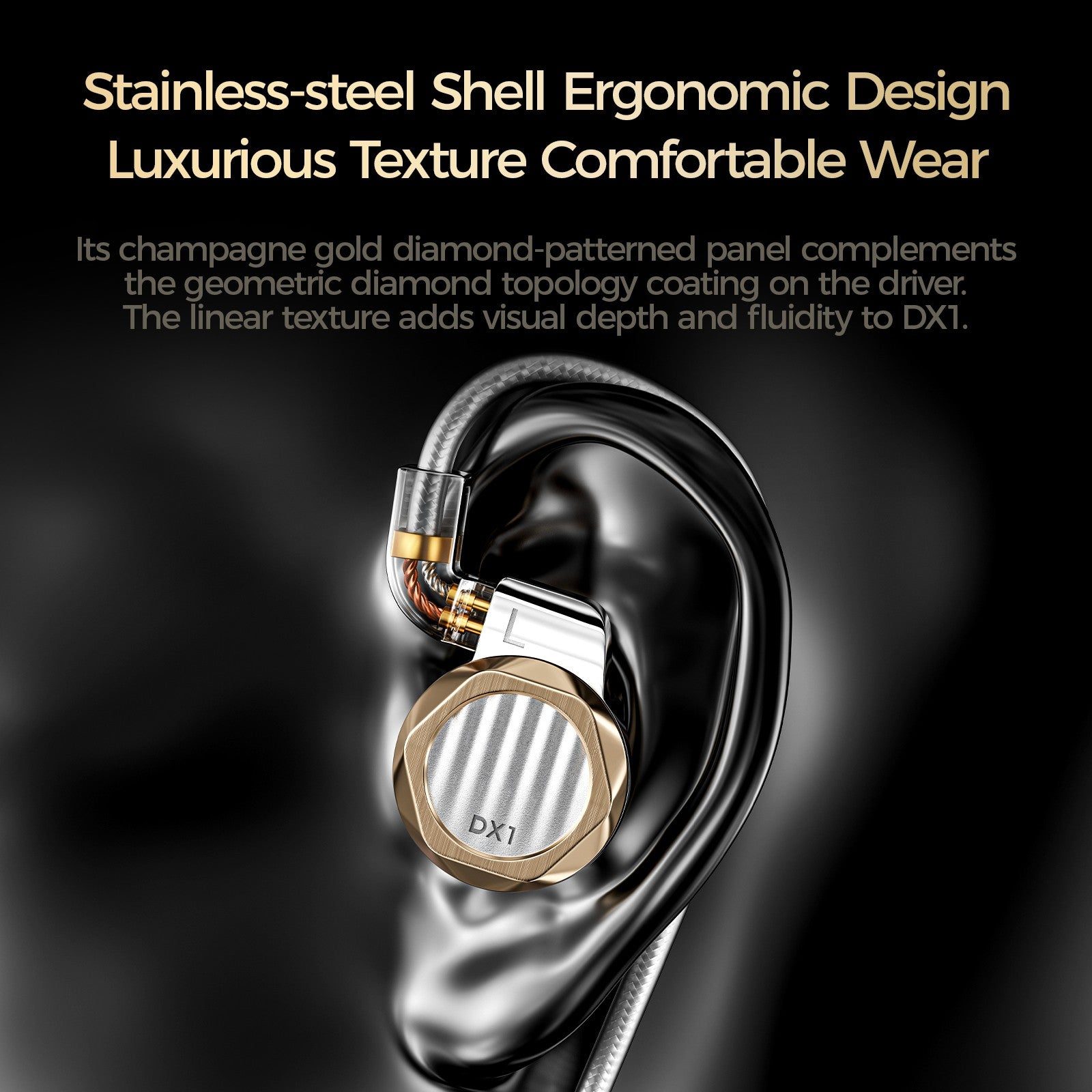 LETSHUOER DX1 11mm Single Dynamic Driver Earphones, HiFi in Ear Monitor IEM,Wired Earbuds IEM, Gaming Earbuds with Detachable silver-plated monocrystalline copper cable for Musician Audiophile Singer