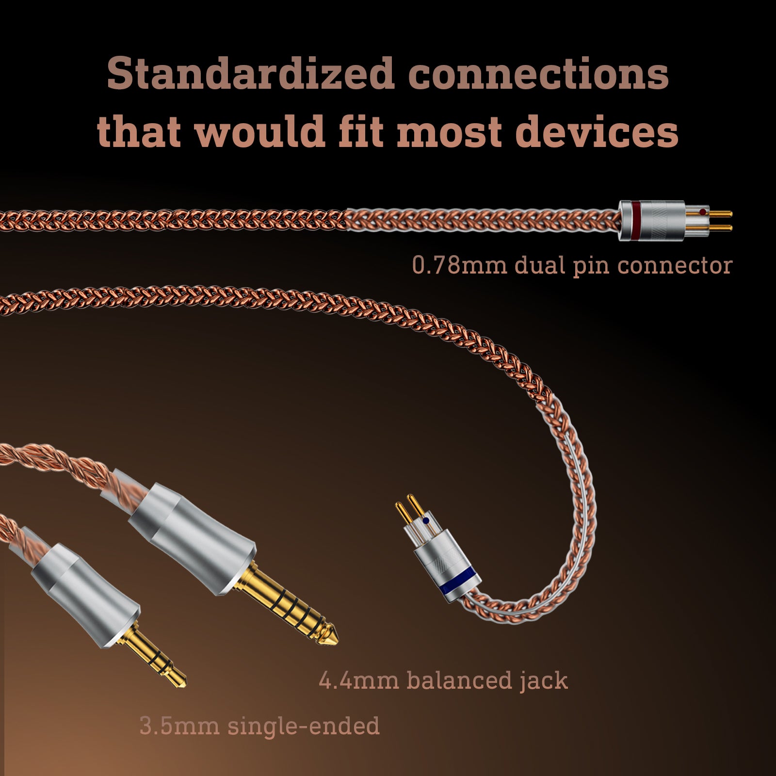 LETSHUOER LR-Nebula 6N Monocrystalline Copper IEM cable, HiFi Audio Replacement Cable, Wired Upgraded Earphones Cable with 0.78mm 2 Pin(3.5mm single-ended / 4.4mm balanced cable)