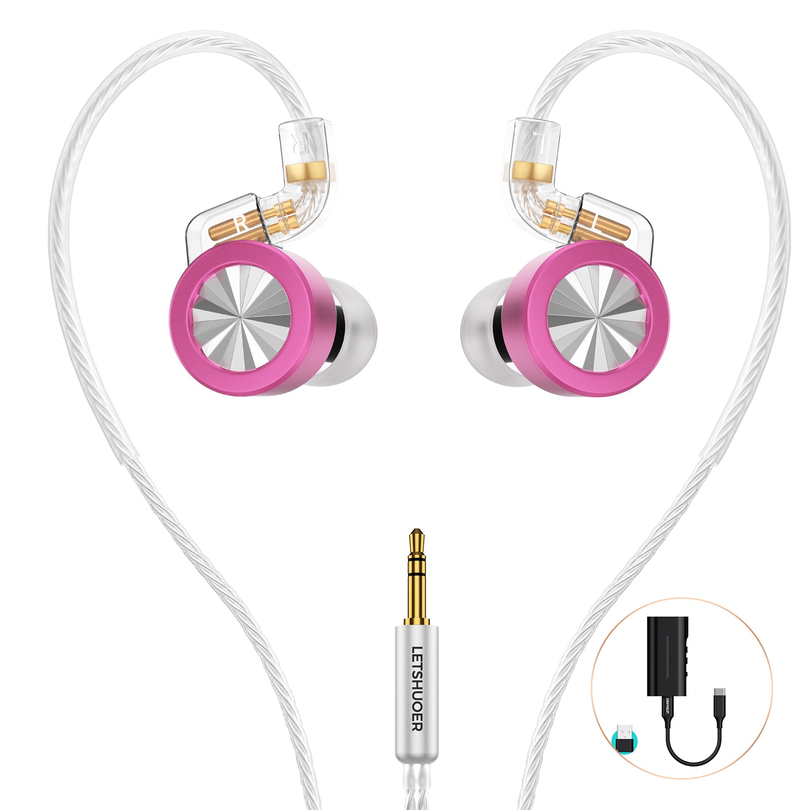 LETSHUOER D02 In-Ear Monitor Hifi IEM Wired Earphones for Type-C / 3.5mm