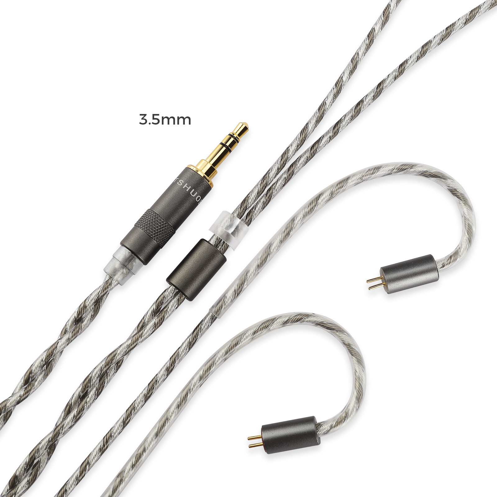 LETSHUOER S12 cable de audio de 3,5 mm o balanceados de 4,4 mm con conector 2pines cable de cobre chapado en plata de 128 hilos