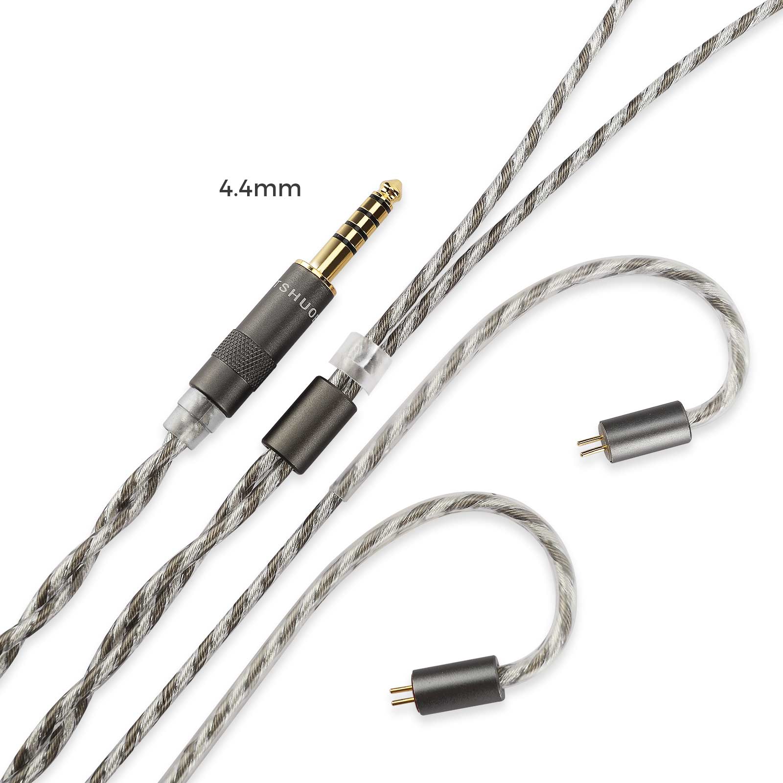 LETSHUOER S12 cable de audio de 3,5 mm o balanceados de 4,4 mm con conector 2pines cable de cobre chapado en plata de 128 hilos