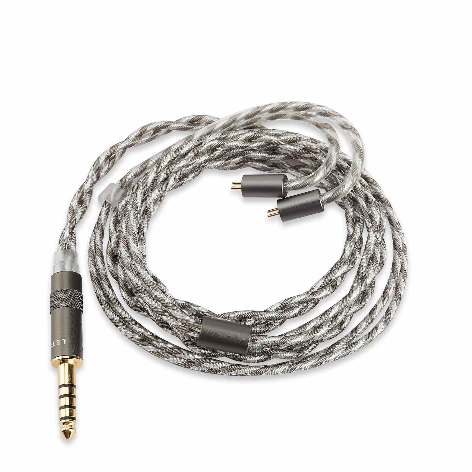 LETSHUOER M5-Standard S12 audio 3.5mm cable or 4.4mm balanced headphone cables with 2 pin connector 392 strands silver-plated monocrystalline copper cable